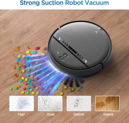 Robot Vacuum and Mop Combo, 2-In-1 Robot Vacuum Cleaner, Perfect for Pet Hair, Hard Floor and Carpet, Anti-Bump, Anti-Fall, App, Voice and Remote Control