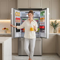 22.4 Cu. Ft. 3-Door French Door Refrigerator with Water Dispenser and Ice Maker in Stainless Steel, Counter Depth — Lifestyle