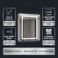 24 In. W X 30 In. H Rectangular Aluminum Light Medicine Cabinet with Mirror, Defogging, Mounted Recessed or Surface — Results & Stats