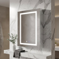 24 In. W X 30 In. H Rectangular Aluminum Light Medicine Cabinet with Mirror, Defogging, Mounted Recessed or Surface — Studio Shot
