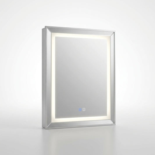 24 In. W X 30 In. H Rectangular Aluminum Light Medicine Cabinet with Mirror, Defogging, Mounted Recessed or Surface — Studio Shot