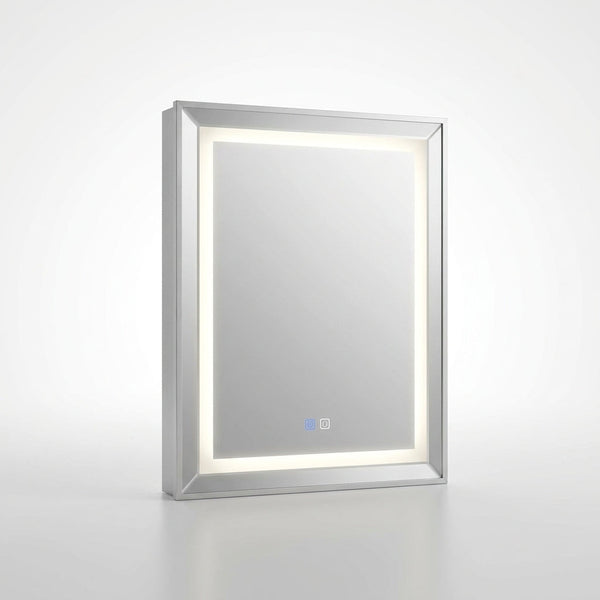 24 In. W X 30 In. H Rectangular Aluminum Light Medicine Cabinet with Mirror, Defogging, Mounted Recessed or Surface — Studio Shot