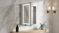 24 In. W X 30 In. H Rectangular Aluminum Light Medicine Cabinet with Mirror, Defogging, Mounted Recessed or Surface — Lifestyle