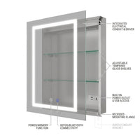 24 In. W X 30 In. H Rectangular Aluminum Light Medicine Cabinet with Mirror, Defogging, Mounted Recessed or Surface — How It Works
