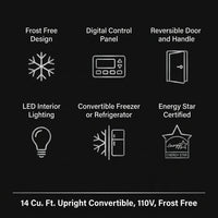 28 In. 14 Cu. Ft. 110V Frost Free Upright Freezer Refrigerator Convertible E-Star Garage Ready in Black — Results & Stats