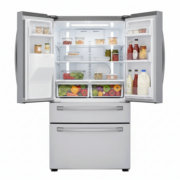 28 Cu. Ft. 4-Door French Door Smart Refrigerator with Flexzone Drawer, Stainless Steel, RF28R7201SR/AA