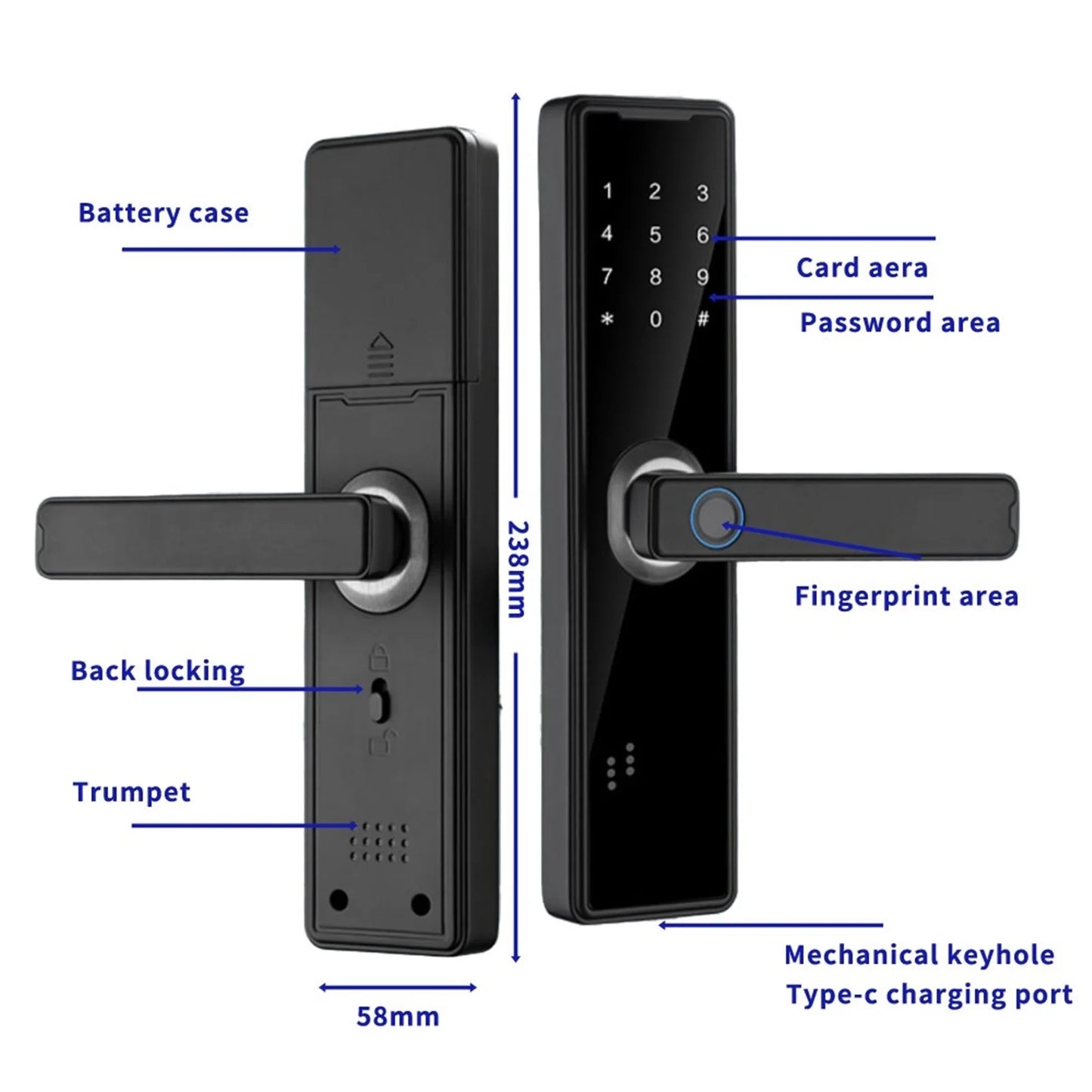 Smart Door Lock Biometric Fingerprint Remote Unlocking Keyless Card Password Lock Electronic Door Lock