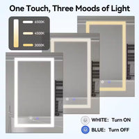 24 In. W X 30 In. H Rectangular Aluminum Light Medicine Cabinet with Mirror, Defogging, Mounted Recessed or Surface