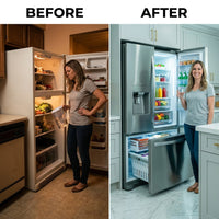 French Door Refrigerator Designed for Modern Kitchens, 22.4 Cu Ft, Water Dispenser, Counter Depth — Before & After