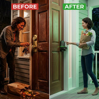 Smart Door Lock with Handle Fingerprint Electronic Knob for Front Keypad Door Lock with Handle ,Quick Installation — Before & After