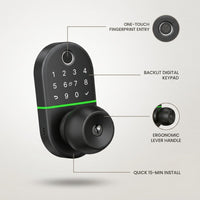 Smart Door Lock with Handle Fingerprint Electronic Knob for Front Keypad Door Lock with Handle ,Quick Installation — infographic