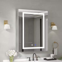 24 In. W X 30 In. H Rectangular Aluminum Light Medicine Cabinet with Mirror, Defogging, Mounted Recessed or Surface