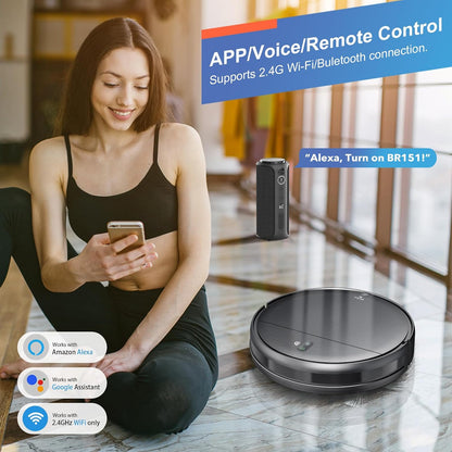 Robot Vacuum and Mop Combo, 2 in 1 Robotic Vacuum Cleaner with Schedule, App/Alexa/Voice Control, Slim 2.87", Self-Charging, Strong Suction & Long Runtime, Ideal for Hard Floor, Pet Hair, Carpet