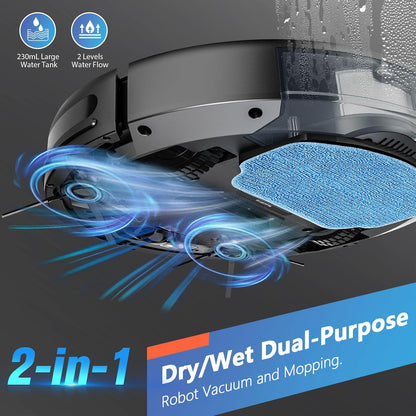 Robot Vacuum and Mop Combo, 2 in 1 Robotic Vacuum Cleaner with Schedule, App/Alexa/Voice Control, Slim 2.87", Self-Charging, Strong Suction & Long Runtime, Ideal for Hard Floor, Pet Hair, Carpet