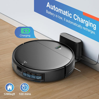 Robot Vacuum and Mop Combo, 2 in 1 Robotic Vacuum Cleaner with Schedule, App/Alexa/Voice Control, Slim 2.87", Self-Charging, Strong Suction & Long Runtime, Ideal for Hard Floor, Pet Hair, Carpet